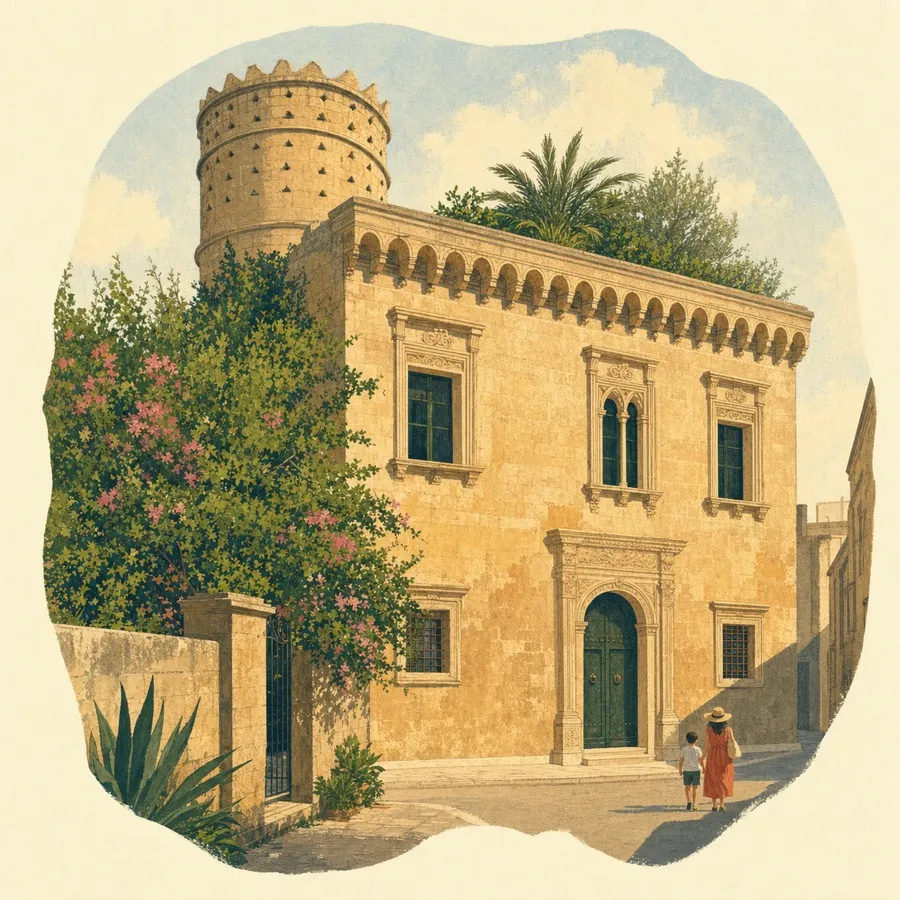 The carved windows, hanging arches and cylindrical dovecote