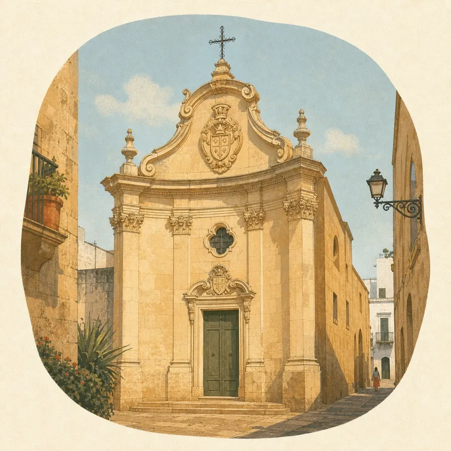 The concave façade, Corinthian pilasters and Arditi coat of arms