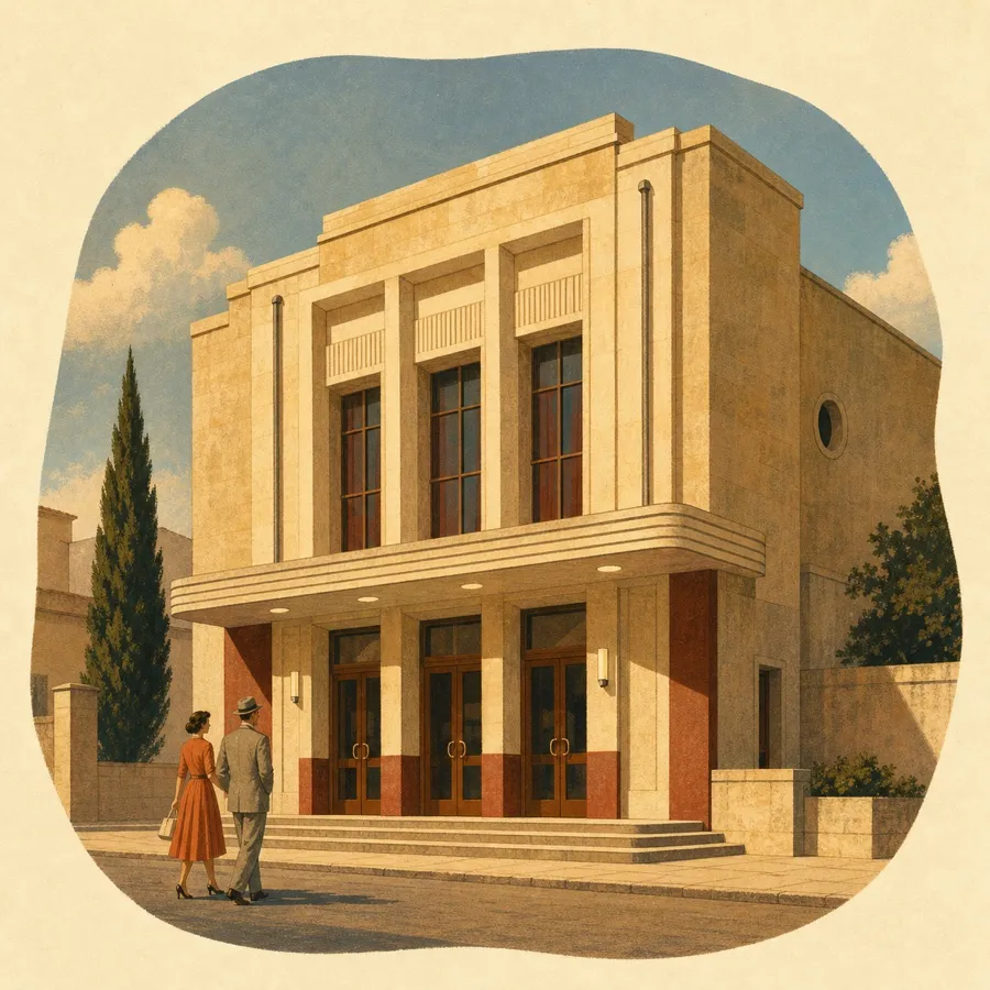 The vintage façade and G. Villani cinema sign